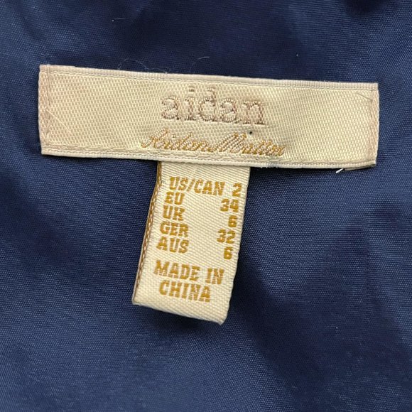 Aidan Mattox Size 2 Navy Gold Metallic Brocade Fit and Flare Cocktail Dr… - Picture 4 of 6